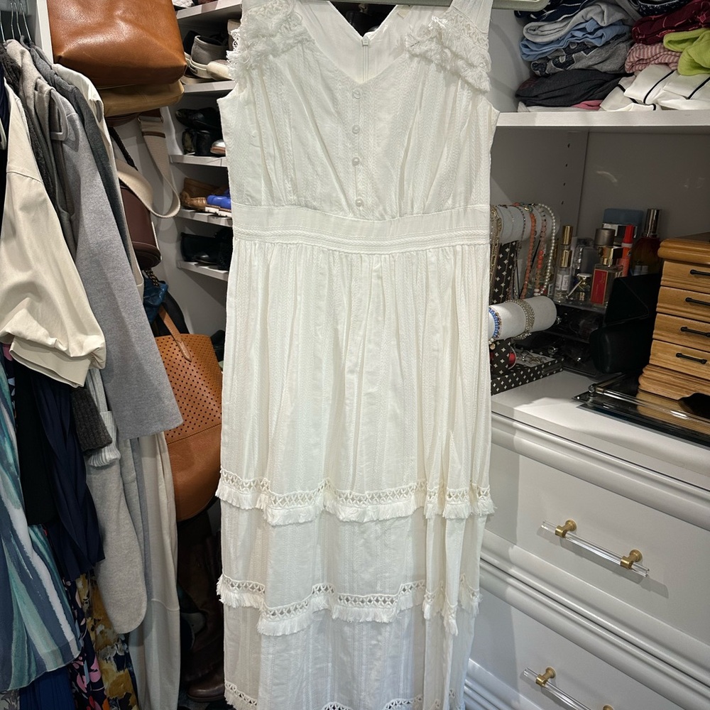 White linen dress with detail